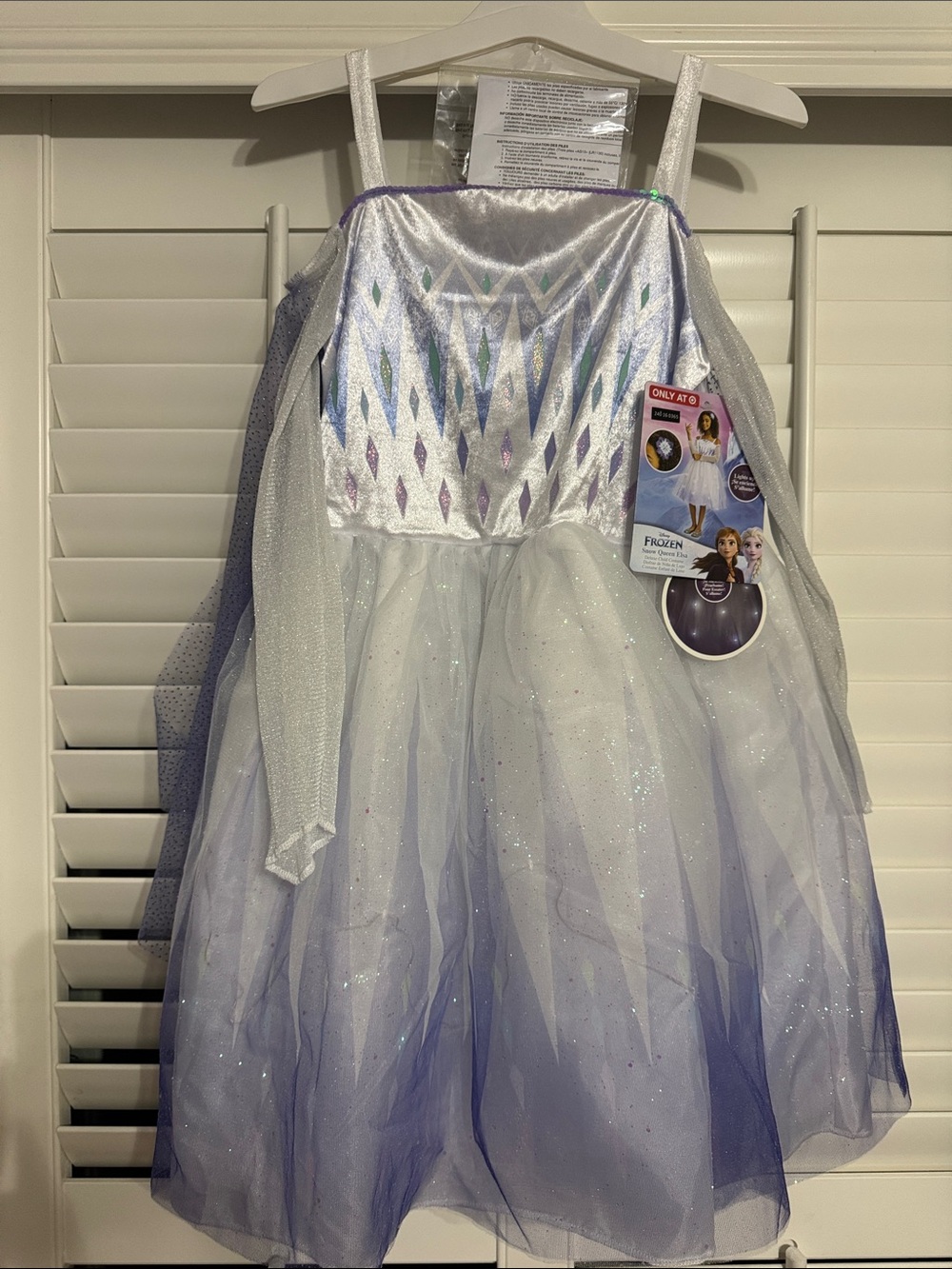 Disney Elsa Costume Dress in White and Purple with Sparkle